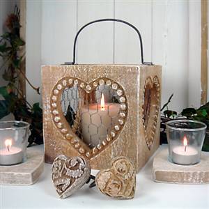 Wooden heart lantern