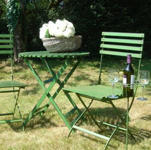 Green garden chairs x 2