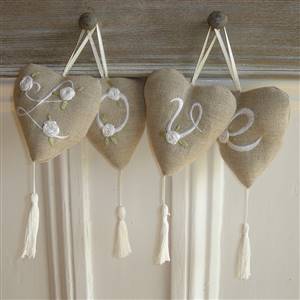 French linen love hearts