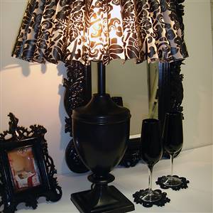 Black lamp & damask shade