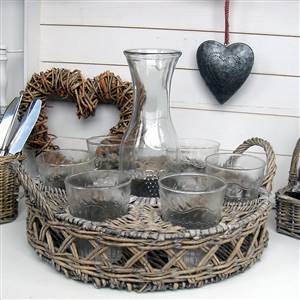 Willow tray 6 glasses & decanterDISCONTINUED
