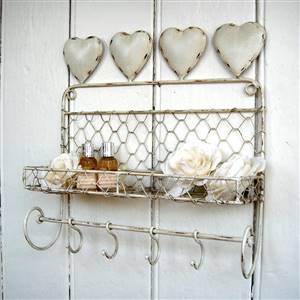 Heart wall shelf & hooksDISCONTINUED