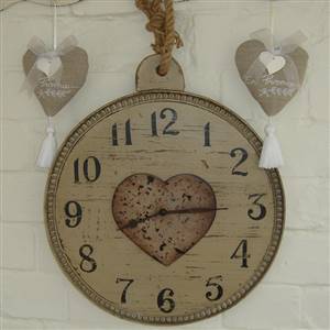 Heart wall clock with rope