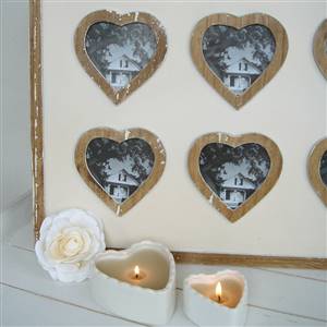 6 heart cream wall frame