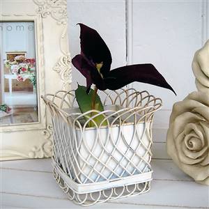 Cream square planter - small