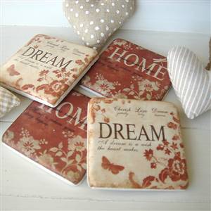 Set of HOME tile coasters