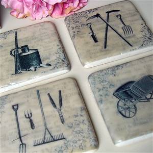 Set of 4 garden tile coasters