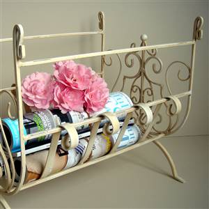 Cream scrolled magazine rack