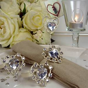 4 jewel heart napkin rings