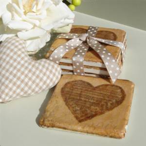 4 heart tile coasters