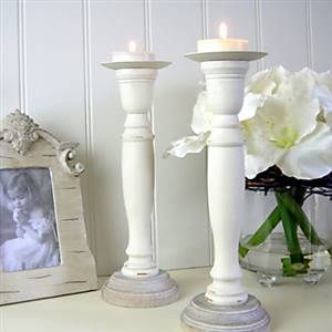 Cream wooden candlestick