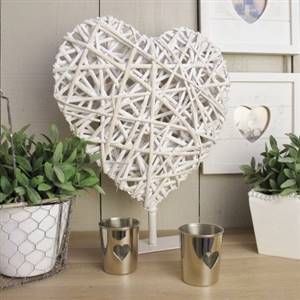 Large white willow heart on stand