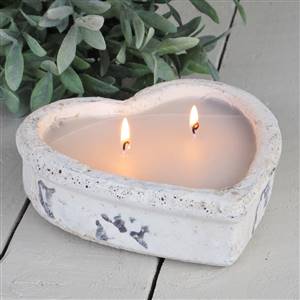 Stone heart candle holder