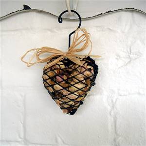 Small cream rosebud cage heart