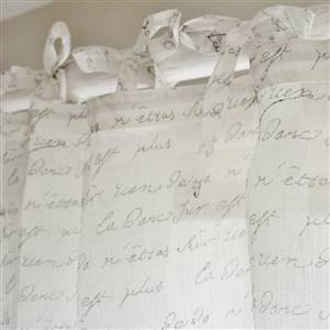Off-white linen script tie curtain x 1