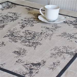 Toile linen table cloth