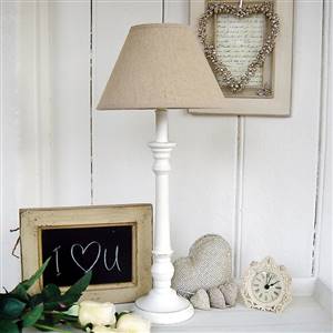 White Table Lamp Linen Shade