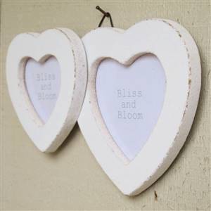 Double heart white photo frame