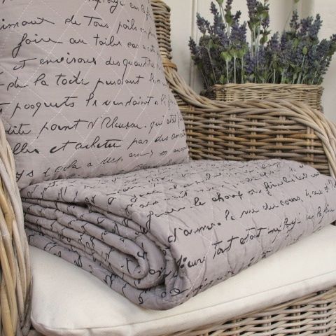 French Script Throws Script quilted throw | Bliss and Bloom