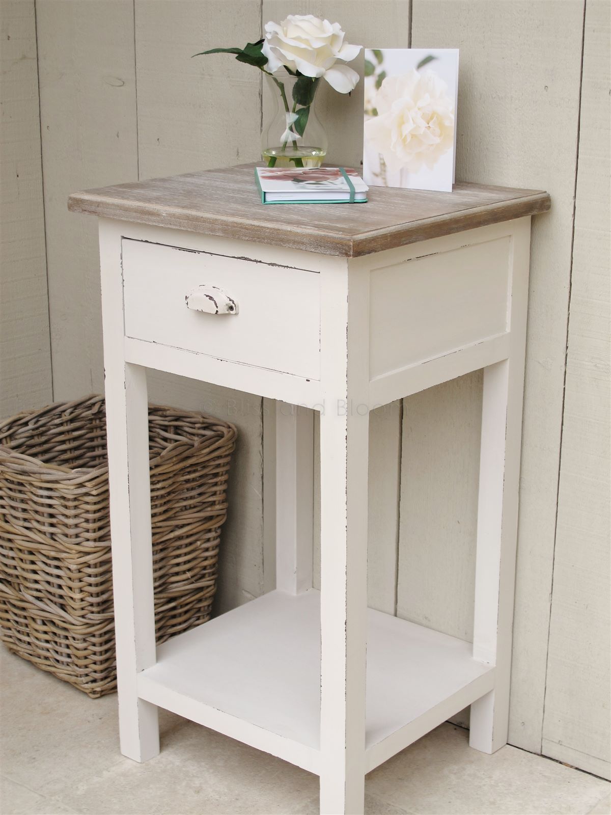 Off white bedside side table | Bliss and Bloom