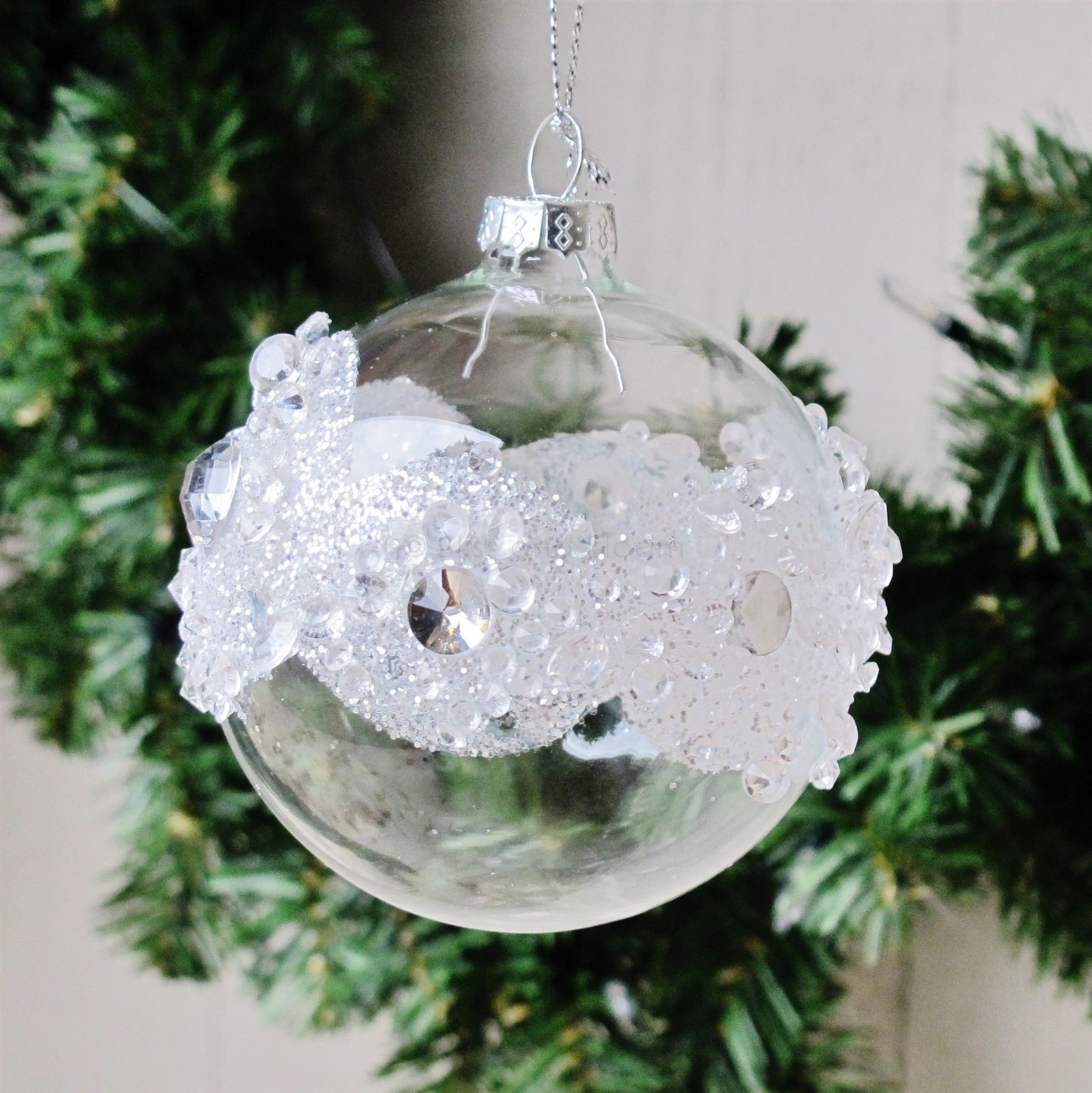 White jewelled sparkly bauble | Bliss and Bloom