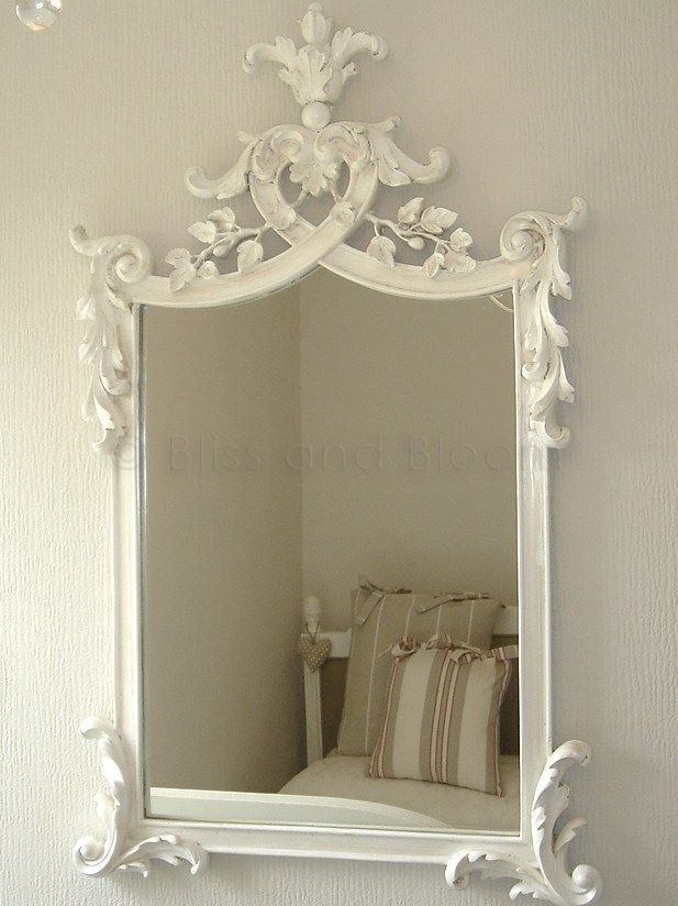 French style antique white mirror | Bliss and Bloom
