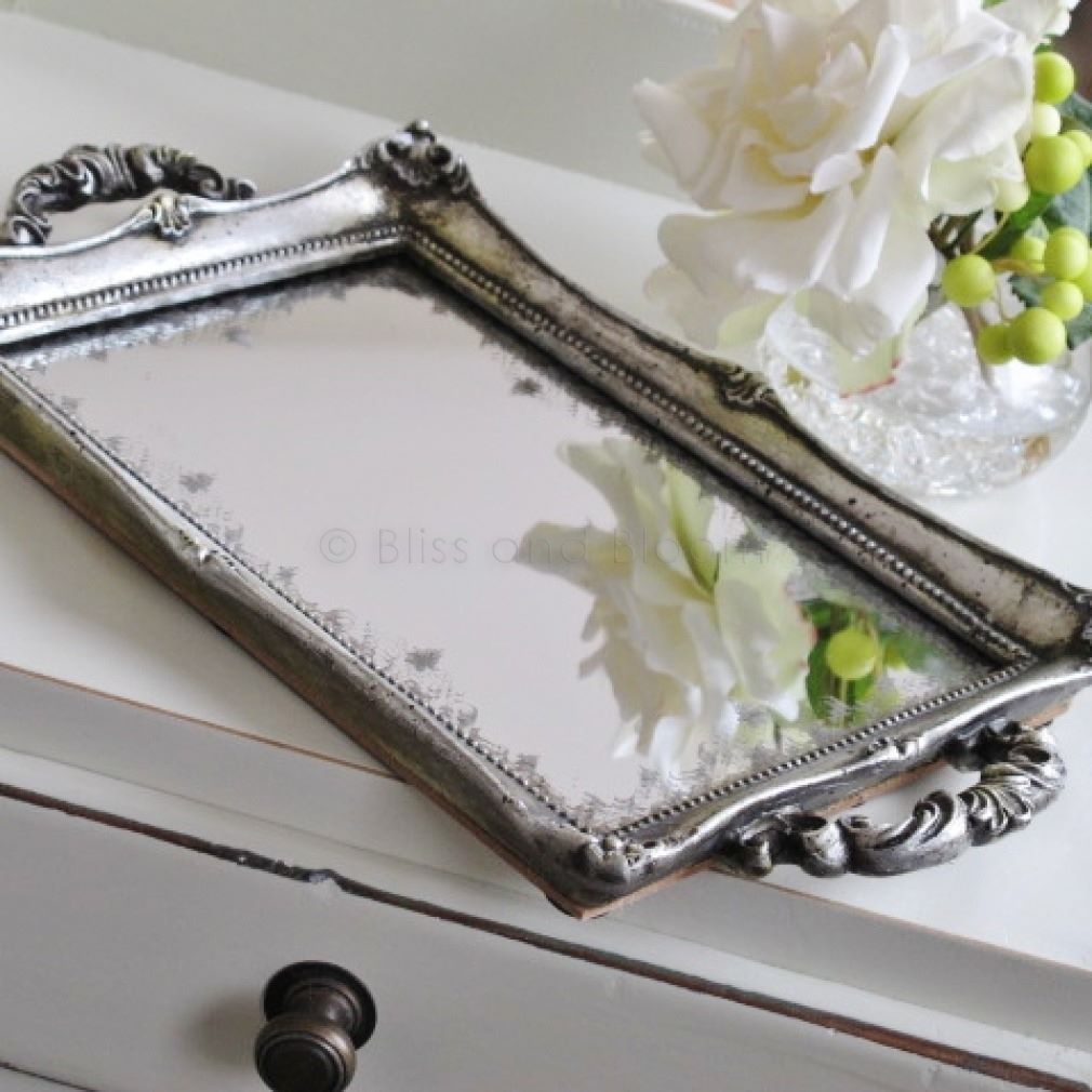 Elegant Silver Mirror Tray 