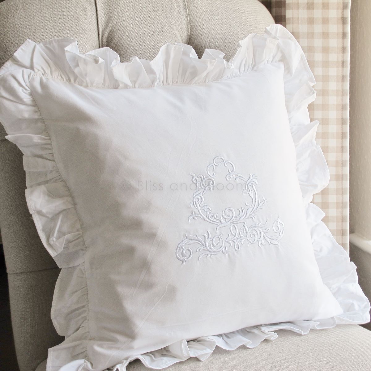 French style white cushion | Bliss and Bloom