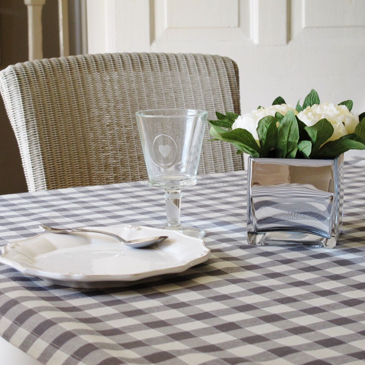 Charcoal check table cloth | Bliss and Bloom